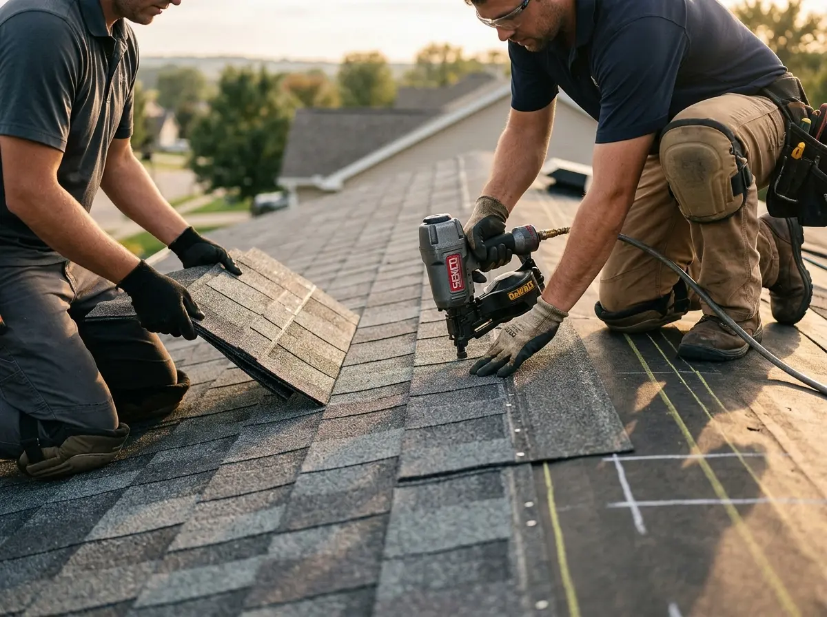 Professional roofer working on a residential roof in Epping